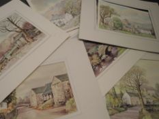 Six watercolours, Neil Taylor, inc Cartmel, signed, and dated 1976, 28 x 28cm, and Bleatarn Cottage,
