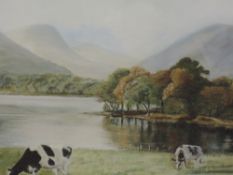 An oil painting, Ann Marshall Towers, Derwentwater, attributed verso, 32 x 48cm, framed and