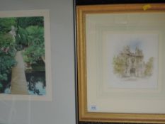 A watercolour, Martin Woodruffe, Lancaster Castle, 21 x 18cm, framed and glazed, and a ltd ed