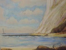 A coloured aquatint, Robert Herdman Smith, Beachy Head, signed, 24 x 28cm, framed and glazed