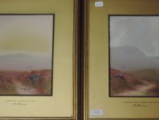A pair of gouache paintings, Helen Holness, Evening Dartmoor and Across the Moors Dartmoor, signed