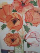 A textile picture, still life , 85 x 55cm, framed and glazed