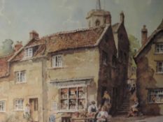A print after Sturgeon, vintage village scene, signed, 40 x 50cm, framed and glazed