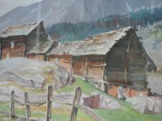 A watercolour, A lamb, Alpine scene, signed and dated (19)69, 54 x 72cm, framed and glazed