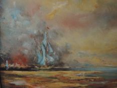 An oil painting, J W Taylor, coastal sunset, signed 40 x 50cm, framed