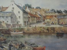 A limited edition print after Sturgeon, fishing village, numbered 380/850, signed, 50 x 64cm, framed