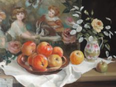 An oil painting, Deborah Jones, still life, signed and dated 1976, 50 x 75cm, framed
