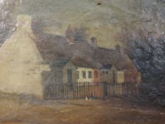 An oil painting, 19th century cottage, 40 x 50cm, framed