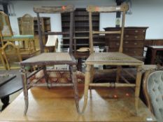 A pair of Victorian cane seated bedroom chairs