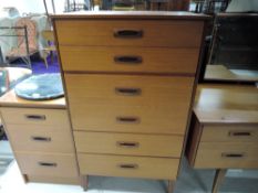 A vintage teak effect 6 drawer bedroom chest, similar to G plan, matches lots 696, 697 and 699