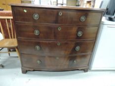 A mahogany bow fronted chest, width approx. 112cm