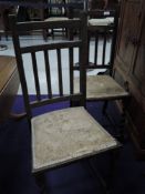 Two early 20th century oak framed bedroom chairs