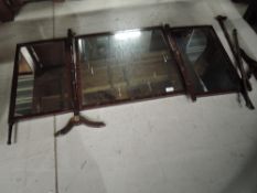 A traditional mahogany triptych mirror in need of restoration