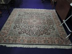 A large Persian silk rug, approx. 188 x 186cm