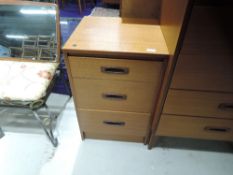 A vintage teak effect 3 drawer bedroom chest, similar to G plan, matches lots 696, 697 and 698