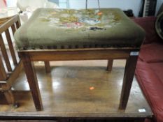 A 19th Century dressing table stool having tapestry top