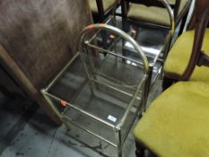 A pair of modern brass bedside or side table, having glass top and undertier, each width approx.