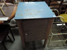 A vintage cabinet, having formica top, industrial look, approx width 61cm