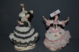 Two Dresden lace figurines.AF