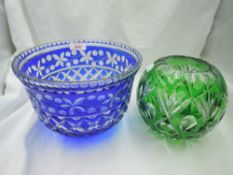 Two large colour and cameo cut glass bowls