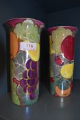 A pair of Royal Venton ware vases designed by H Holdcroft early 20th one AF