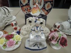 A selection of figures and figurines including Staffordshire style flatbacks