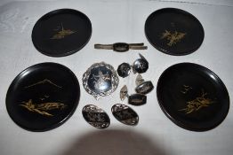 A small selection of white metal jewellery stamped Siam sterling bearing images of Oriental