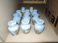 A selection of Victorian lozenge stamped bottles having hunting transfer prints