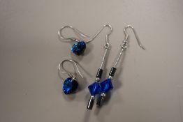 Two sets of blue Swarovski ear rings