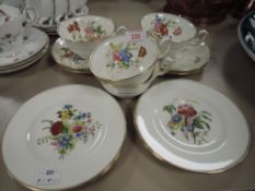 A tea cup and saucer set of six by Wedgwood pat no W3043 hand decorated