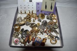 A selection of costume jewellery stud earrings of various designs
