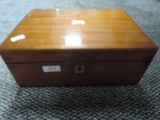 A solid mahogany cased writers compendium having twin inkwell included