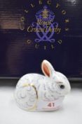 A Royal Crown Derby Collectors Guild Bunny paperweight, boxed with gold stopper
