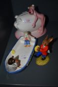 A selection of figures and figurines including Pink Panther and Bunnykins AF