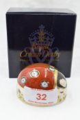 A Royal Crown Derby Ladybird Seven Spot paperweght, boxed with gold stopper