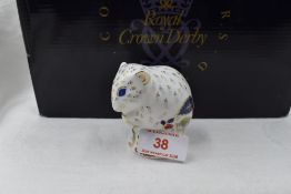 A Royal Crown Derby Collectors Guild Dormouse paperweight, boxed with gold stopper