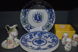A selection of ceramics including Mintons cruet set and earlier plates etc
