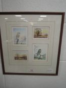 A selection of framed miniature prints by Peter Hayman