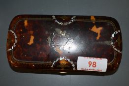 A 19th century card case or glasses case having inlaid mother of pearl and pique inlay detailing.