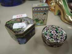 A selection of cloisonne cases with floral imagery