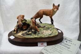 A Border Fine Arts limited edition study, Fox and Family, L53, 1395/1500 with certificate