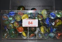 A box of vintage marbles.