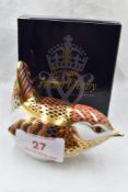 A Royal Crown Derby Derby Wren, boxed with gold stopper