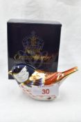 A Royal Crown Derby Coal Tit, boxed with gold stopper