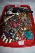 A selection of costume jewellery pendants, wrist watches, simulated pearls, rosary beads, etc