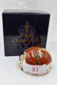 A Royal Crown Derby Ladybird Two Spot paperweght, boxed with gold stopper