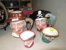 A selection of character jugs by Royal Doulton including Angler and John Silver