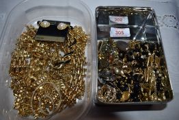 A selection of gold plated Monet costume jewellery including necklaces and bracelets, and a small
