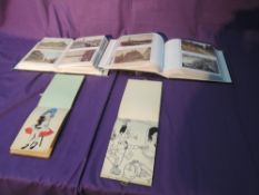 Two Postcard Albums containing mixed vintage cards along with two Vintage Sketchbooks/Albums