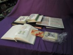 A box of six World Stamp Albums including Europa, Australia, Italy, Germany, County Cricket